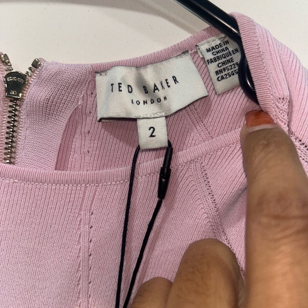 Ted Baker London Lounia Fluted Sleeve Body-Con Sweater Dress Light pink Size 2 - Picture 5 of 16